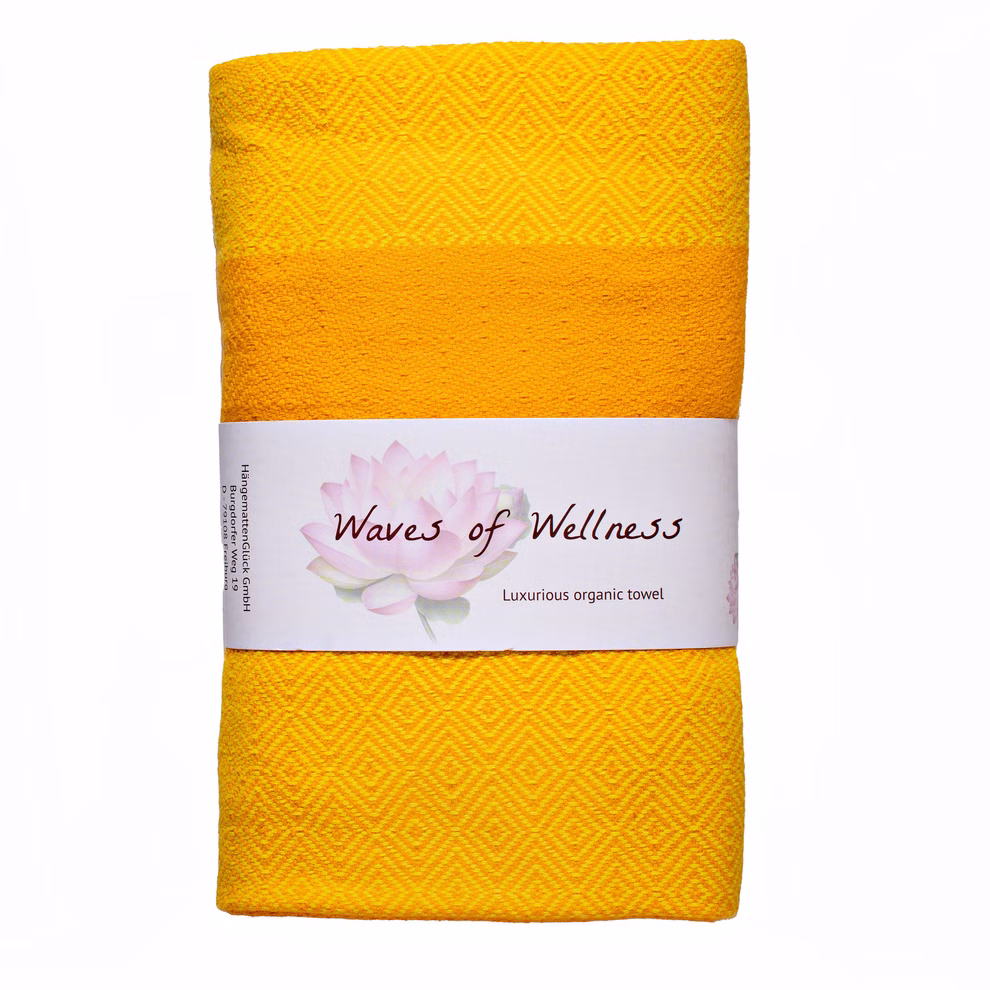 Strandlaken van biologisch katoen, gekleurd geel Strandlaken van biologisch katoen, gekleurd geel