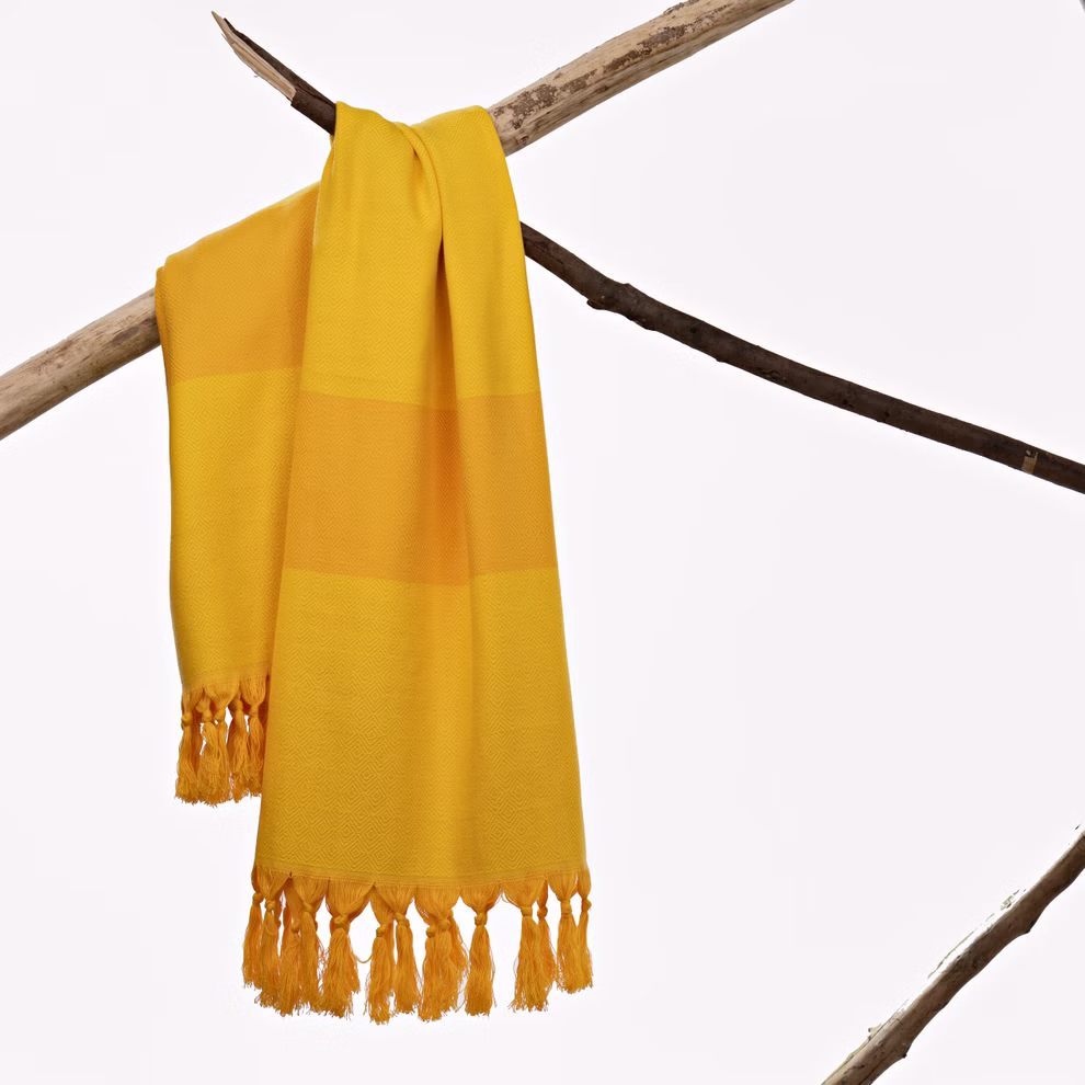 Strandlaken van biologisch katoen, gekleurd geel Strandlaken van biologisch katoen, gekleurd geel