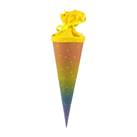 Cono scolastico con arcobaleno e stelle