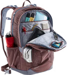 Deuter Deuter Schulrucksack Cotogy ashrose-ink_33569 Der Deuter Schulrucksack Cotogy ashrose-ink von Deuter zeigt sich aufgeklappt mit organisierten Fächern für Stifte Hefte Taschenrechner Schlüsselbund roter Trinkflasche Metall-Lunchbox und anderen Schulsachen.