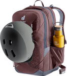 Deuter Deuter Schulrucksack Cotogy ashrose-ink_33572 Ein Deuter Schulrucksack Cotogy ashrose-ink mit einem grauen Helm auf der Vorderseite und einer gelben Klean Kanteen Trinkflasche in der Seitentasche.