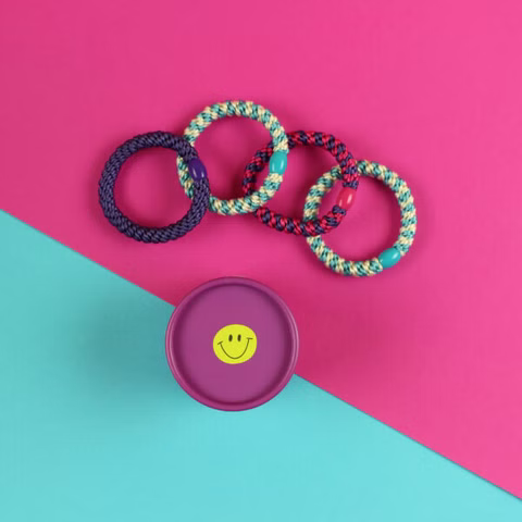 Hair tie set, fuchsia/turquoise