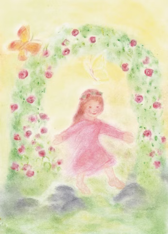 Kunstkarte Rosenmädchen