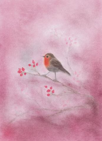 Kunstkarte Rotkehlchen