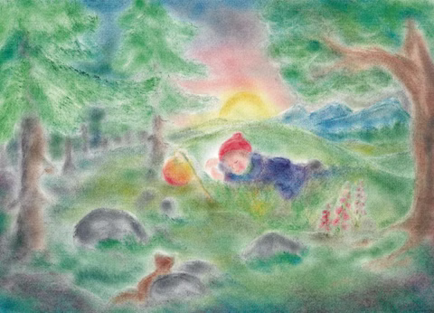 Kunstkarte Schlafendes Laternenkind