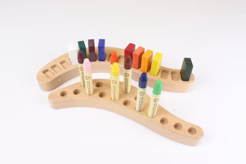 Holzhalter für Wachsmalstifte und -blöcke