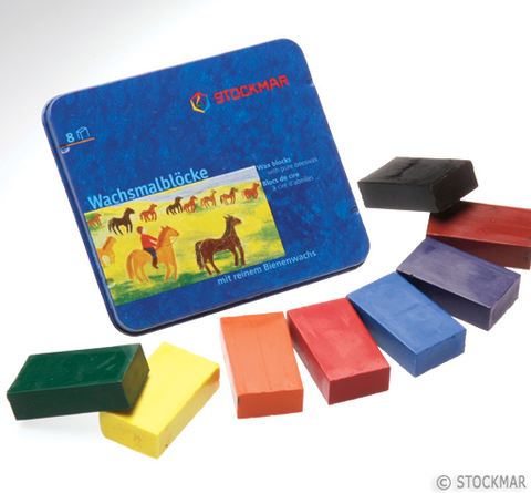 Blocchi di pastelli a cera Stockmar, 8 colori - Standard 