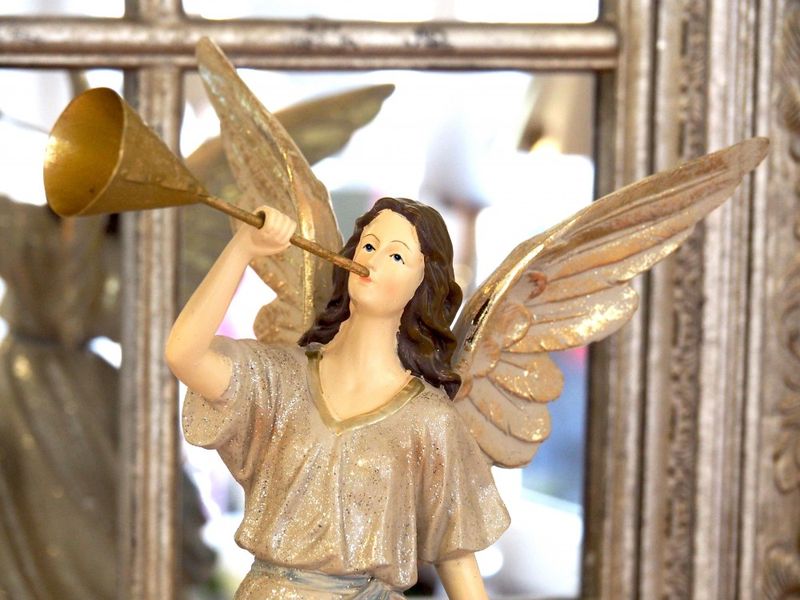 Engel Weihnachten Deko Advent Figur Fensterbank Statue Blau