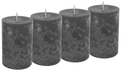 4 Stumpenkerzen Kerzen Grau Anthrazit 6cm Adventskranz Weihnachten Tischdeko Deko