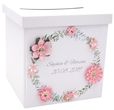 Briefbox Kartenbox MIT NAMEN Hochzeit Vintage Trauung Blüten Blumen Rosa Weiß 1