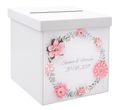 Briefbox Kartenbox MIT NAMEN Hochzeit Vintage Trauung Blüten Blumen Rosa Weiß 1