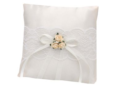 Ringkissen Vintage Creme Hochzeit Rosen Schleife