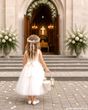 Hochzeit Vintage Streukörbchen in Creme mit Naturkordel für Blumenkind  4