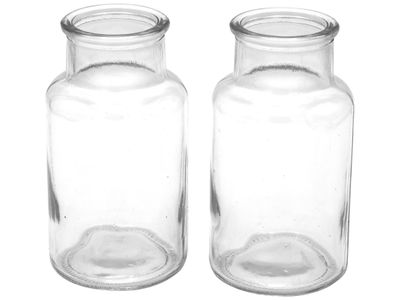 2 Vasen Flaschen Glas Tischdeko Blumenvase Vintage Kommunion Konfirmation Hochzeit Party Basteln