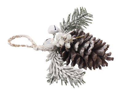 Anhänger Weihnachten Zapfen Schnee Glocke Christbaumschmuck Weihnachtsdeko Natur 