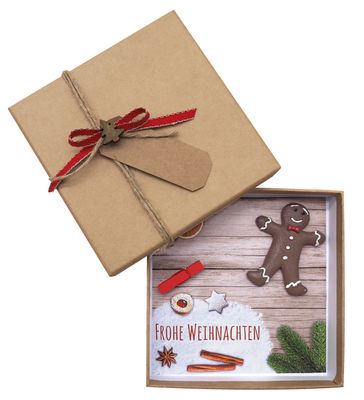 Geldgeschenk Verpackung Weihnachten Lebkuchenmann Rot Natur Geschenk Gutschein