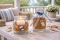 Maritime Deko Vase & Windlicht  für Sommer Tischdekoration, Geburtstage, Gartenfeste oder als Küstendeko für Zuhause 4
