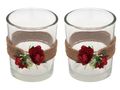2x Teelichtglas Hochzeit Vintage Rosen Rot Tischdeko Kerzenglas JILL 1