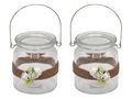 2 Windlichter mit Henkel Hochzeit Vintage Weiß Rose Kerzenglas Tischdeko ELLA 1