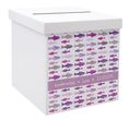 Briefbox Kartenbox MIT NAMEN Kommunion Konfirmation Fische Mauve Rosa Pink Lila 1