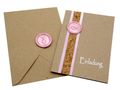 Karte Einladung Einladungskarte Kommunion Konfirmation Taufe Wachs Siegel Fisch Rosa Pink NOEMI 2