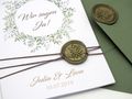Hochzeit Karte Einladung mit Umschlag Grün Salbei Wachssiegel Vintage Boho Stil  5