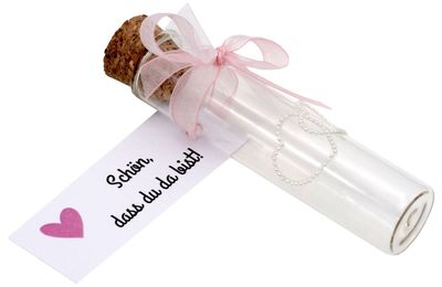 5 Gastgeschenke Hochzeit Rosa Glasröhrchen Kärtchen Schön, dass du da bist