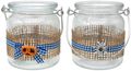 Tischdeko Oktoberfest Bayern Windlicht Glas Blau Weiß Kariert Party Deko Biergarten  9,5 cm H Ø 8 cm 2 Stück 1