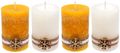 4 Adventskerzen Kerzen Stumpenkerzen Gelb Weiß Schneeflocke Holz Advent Deko Tischdeko 1
