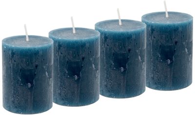 4 Rustic Stumpenkerzen Kerzen Blau Petrol Tischdeko Party Deko Adventskerzen