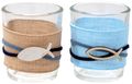 Kerzenhalter Teelichthalter Tischdeko Teelichtgläser Fisch Blau Natur Kommunion Konfirmation Maritim 2 Stück 1
