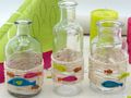 Tischdeko Kommunion Konfirmation Leinen Grün Pink Bunt Fisch SET 20 Personen 4