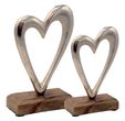 Deko Figuren Herz auf Holzsockel Aufsteller Tischaufsteller Holz Aluminium Tischdeko Hochzeit 2 Stück 1