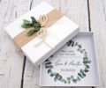 Geldgeschenk Verpackung Personalisiertes Geschenk Hochzeit Herz Weiß Eukalyptus Blätterkranz Mit Namen 5