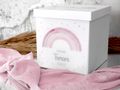 Personalisierte Briefbox Regenbogen Rosa - Geschenkbox mit Briefschlitz für Taufe, Kommunion oder Geburtstag   2