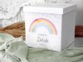 Personalisierte Briefbox Regenbogen Bunt - Geschenkbox mit Briefschlitz für Taufe, Kommunion oder Geburtstag   2