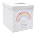 Briefbox Kartenbox Regenbogen Bunt Taufe Kommunion Konfirmation Tischdeko Personalisiertes Geschenk 1
