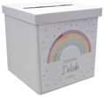 Briefbox Kartenbox Regenbogen Bunt Taufe Kommunion Konfirmation Tischdeko Personalisiertes Geschenk 1