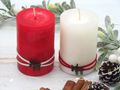 4 Adventskerzen Kerzen Stumpenkerzen Adventskranz Rot Creme Elch Weihnachten Advent Deko Tischdeko   5