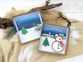 Geldgeschenk Box Kraft mit Banderole und Lebkuchen Figur Schneemann Geschenk Weihnachten 6
