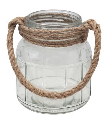 Windlicht Glas Seil transparent Maritim Frühling Sommer Tischdeko Deko 14,5cm