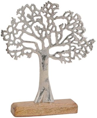 Baum des Lebens auf Holzsockel Alu Lebensbaum Kommunion Konfirmation Tischdeko Deko 27cm