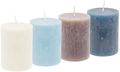 4 Rustic Stumpenkerzen Kerzen Creme Hellblau Taupe Graublau Tischdeko Party Deko Adventskerzen 1