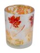 Windlicht Teelichthalter Kerzenhalter Glas Herbst Blätter Orange Teelichtglas Deko 8cm H 1