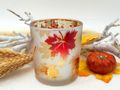 Windlicht mit Blätter deal für Herbstdeko, Tischdekoration, Fensterbank oder als kleines Geschenk 2