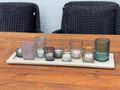 Dekotablett Tablett SET Holz Grün Taupe Kerzenglas 10teilig Deko Weihnachten 50cm 2