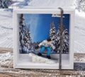 Geldgeschenk Verpackung Snowboard – Winter Geschenk mit Snowboarder Figur & Schneelandschaft 2