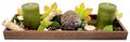 Tablett Herbst länglich Holz Herbstgesteck Igel Kerzen Grün Herbstdeko Tischdeko 40cm 1
