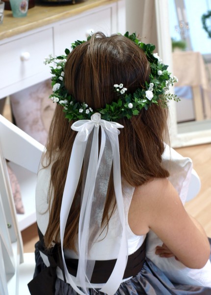 Haarschmuck Haarkranz Weiß Kopfschmuck Hochzeit Kommunion Blumenkind