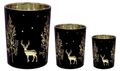 Teelichthalter Schwarz Matt Gold Schimmernd Hirsch Baum Kerzenhalter Weihnachtsdeko 1